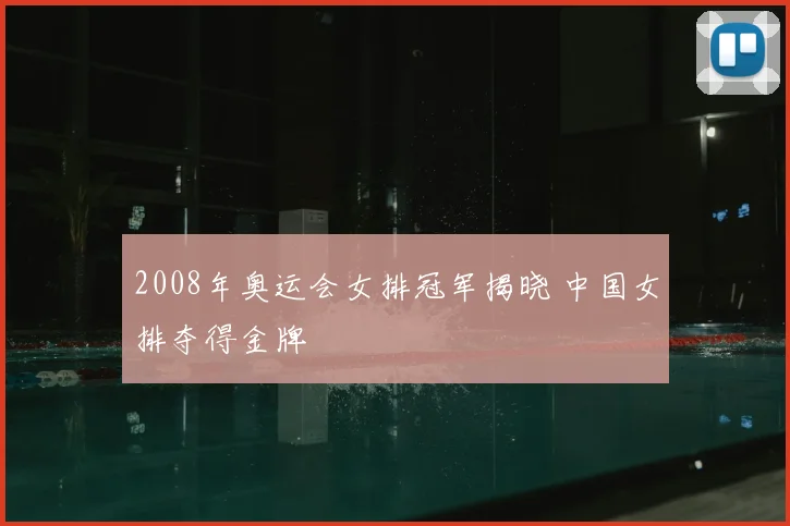 2008年奥运会女排冠军揭晓 中国女排夺得金牌